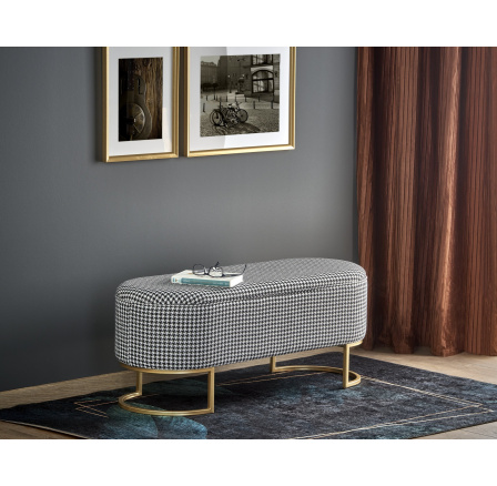 HARMONY puff tárolóval, fekete/fehér/arany