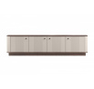 VESPER RTV 187 4D - cashmere mdf / orzech / czarne uchwyty / cokół