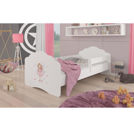 Ágy matraccal és korláttal CASIMO LÁNY SZÁRNYAKKAL 160x80 Fehér