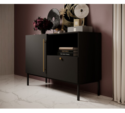 Lanzzi 120 Komoda Czarny Mat /Czarny Mat Czarny Mat, Czarny Mat 120x80