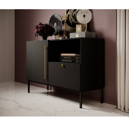Lanzzi 120 Komoda Czarny Mat /Czarny Mat Czarny Mat, Czarny Mat 120x80