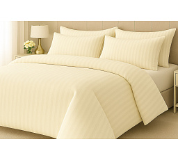 Hotelové povlečení 140x220, 70x90cm Atlas gradl smetanový - česaný 145g/m2, proužek 2cm zipový uzávěr
