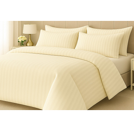 Hotelové povlečení 140x220, 70x90cm Atlas gradl smetanový - česaný 145g/m2, proužek 2cm zipový uzávěr