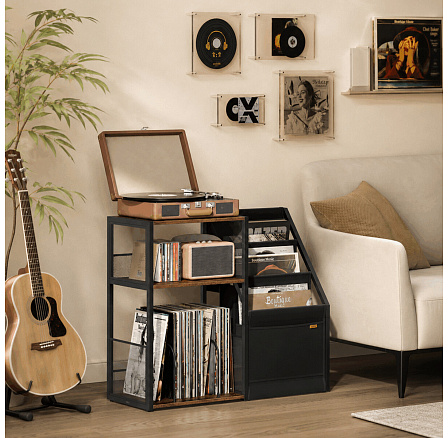 Lemezjátszó és LP-lemezek számára készült asztal 81x30x69cm, mdf, old wood, AKF-E1076 OLW Lemezjátszó és LP-lemezek számára készült asztal 81x30x69cm, mdf, old wood, AKF-E1076 OLW