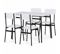 Étkezőgarnitúra 4 székkel, 110x70x76cm, MDF, fehér, AUT-O2155 WT
