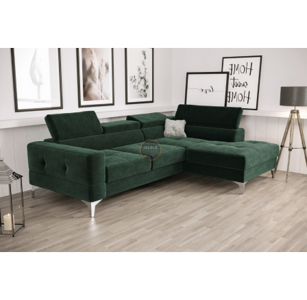 NAROŻNIK TOSCANIA MINI Z FUNKCJĄ SPANIA 170x250 CM - Odcienie zieleni , prawa