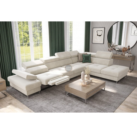NAROŻNIK GALAXY RELAX Z FUNKCJĄ SPANIA 225X350 CM - Odcienie beżu , prawa NAROŻNIK GALAXY RELAX Z FUNKCJĄ SPANIA 225X350 CM - Odcienie beżu , prawa