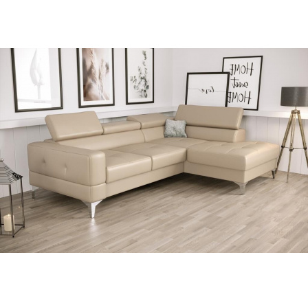 NAROŻNIK TOSCANIA MINI SKÓRA NATURALNA 170x250 CM - Odcienie beżu , prawa