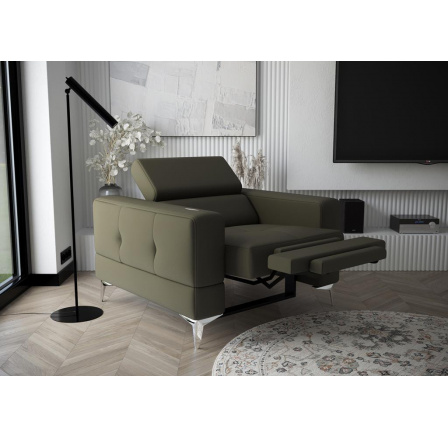 FOTEL TOSCANIA RELAX SKÓRA NATURALNA - Skóra w odcieniach zielonego