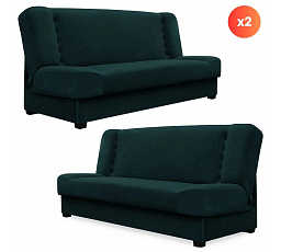 Zestaw 2x Wersalka Rozkładana PIANO Zielona Welurowa