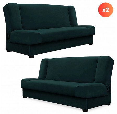 Zestaw 2x Wersalka Rozkładana PIANO Zielona Welurowa