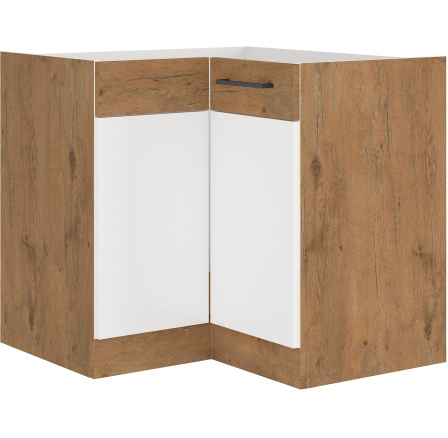 Dolní rohová skřínka VEGAS - 90 x 90 ND 2F BB, Dub Lancelot / Bílý lesk