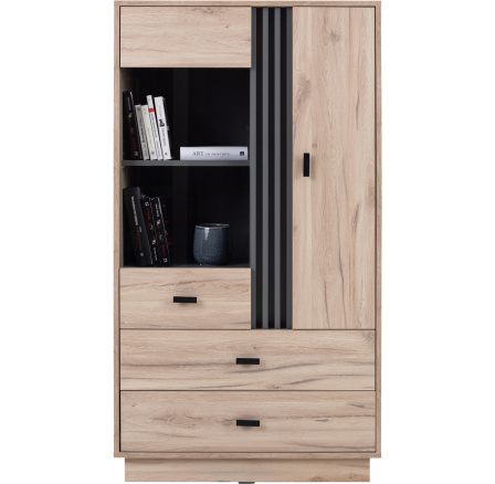 ALLMO AL-4 vitrin, Világos Estana Tölgy/Antracit