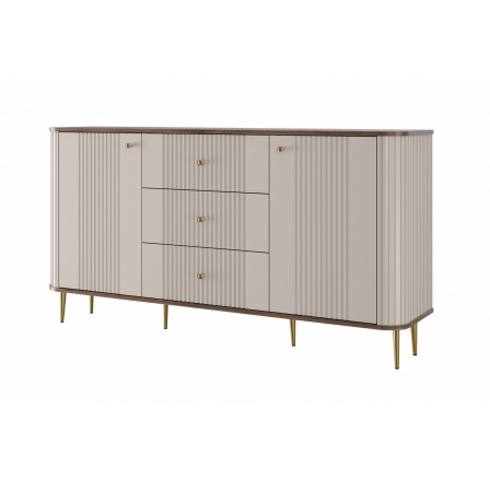 Komoda z szufladami Vesper 160 cm - kaszmir / orzech / złote nogi