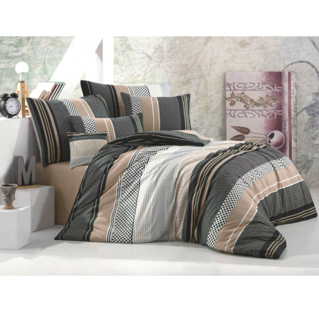 Povlečení bavlna 140x200, 70x90cm Sorento beige nitěný knoflík