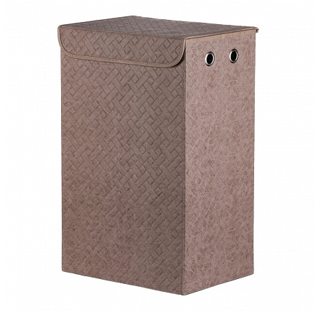 Koš prádelní - látkový s víkem, hnědá barva