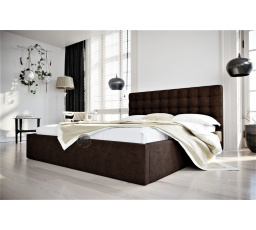 ŁÓŻKO LOFT - 140x200 , Metalowy na podnośnikach gazowych , Odcienie brązu