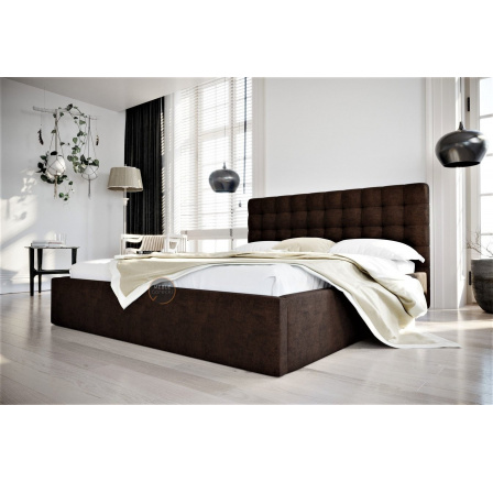 ŁÓŻKO LOFT - 140x200 , Metalowy na podnośnikach gazowych , Odcienie brązu