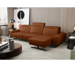 NAROŻNIK SKÓRZANY FIORE MINI 265x180 CM - Odcienie ceglaste , prawa