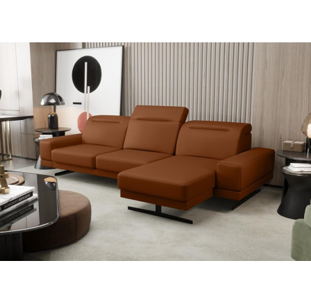 NAROŻNIK SKÓRZANY FIORE MINI 265x180 CM - Odcienie ceglaste , prawa