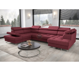 NAROŻNIK GALAXY MAX II Z FUNKCJĄ SPANIA 210x350x165 - Odcienie czerwieni , lewa