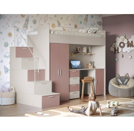 Patrová postel PARADISE 4S Kašmír Starorůžová mat