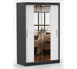 NOEMI 01 tükrös ruhásszekrény, Fekete/Fehér