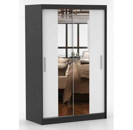 NOEMI 01 tükrös ruhásszekrény, Fekete/Fehér