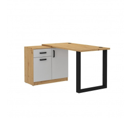 Psací stůl s komodou MATYLDA 130, Světle šedá/Dub artisan