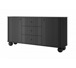 Komoda z szufladami Vesper 160 cm - czarny / czarne uchwyty / nogi kule