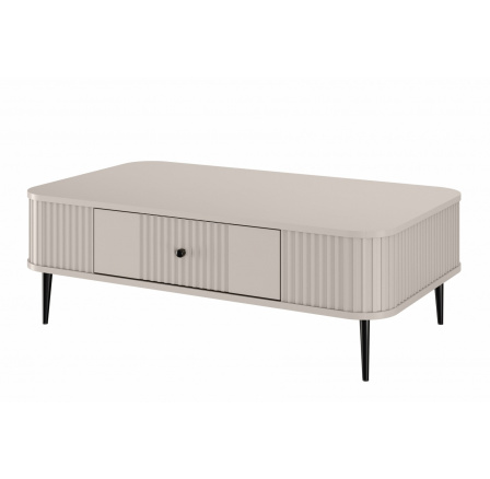 Stolik kawowy z szufladą Vesper 103x60 cm - kaszmir / czarne nogi