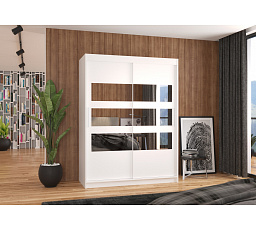 Tolóajtós szekrény tükörrel FLORENTO 150 Fehér+Fehér