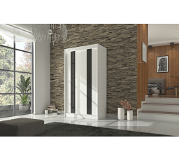 KAREN 120 gardróbszekrény, Fehér/Fekete Lacobel