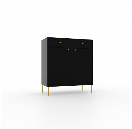 Komód 2D 2S Tili Fekete+Fekete