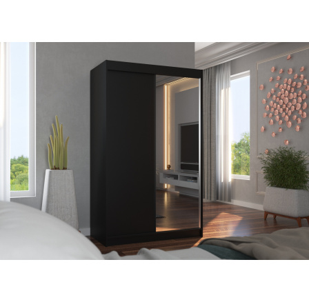 Tolóajtós szekrény tükörrel REWENA 120 Fekete+Fekete
