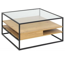 Randolf dohányzóasztal üveg/tölgy