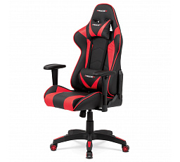 Herní křeslo, houpací mechanismus, červená ekokůže, KA-F03 RED