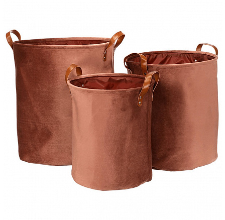 Koš prádelní - látkový, samet, červený, cena za sadu 3 ks