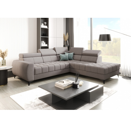 NAROŻNIK ROZKŁADANY PORTO 225X255 CM - prawa , Odcienie szarości