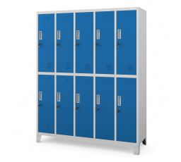 Szürke-kék 10 rekeszes ruhásszekrény: BARTEK, 1360 x 1720 x 450 mm