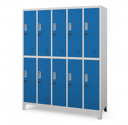 Szürke-kék 10 rekeszes ruhásszekrény: BARTEK, 1360 x 1720 x 450 mm