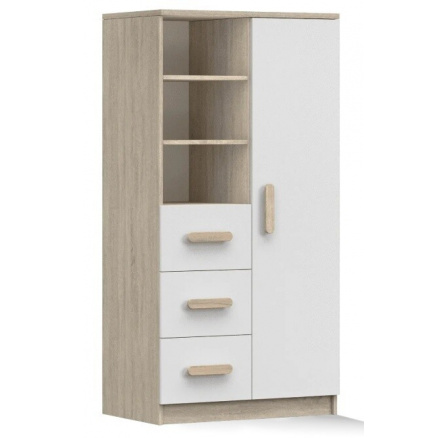 Polc 80 3S1D SMYK III - 05, Sonoma Tölgy/Fehér/Sonoma