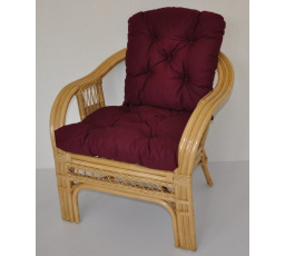 Ratanové křeslo Rio De Janeiro medové - polstr vínový