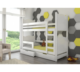 Kétszemélyes emeletes ágy matracokkal MARABA White