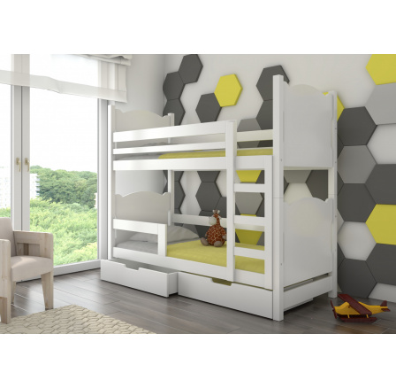 Kétszemélyes emeletes ágy matracokkal MARABA White