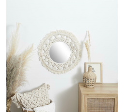 Macrame tükör 55 cm bézs