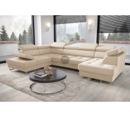 NAROŻNIK GALAXY MAX II Z FUNKCJĄ SPANIA 210x350x165 - Odcienie beżu , lewa