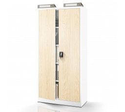 Irodai fém szekrény JAN, 900 x 1850 x 400 mm, Eco Design: fehér/ sonoma tölgy