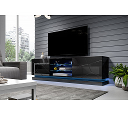 QIU 200 TV-állvány, fekete / magasfényű fekete