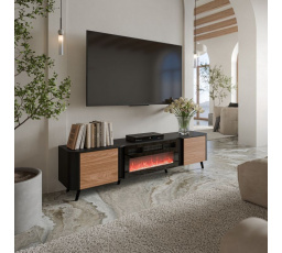 VOLARE TV 200 EF TV-szekrény, fekete matt/dió